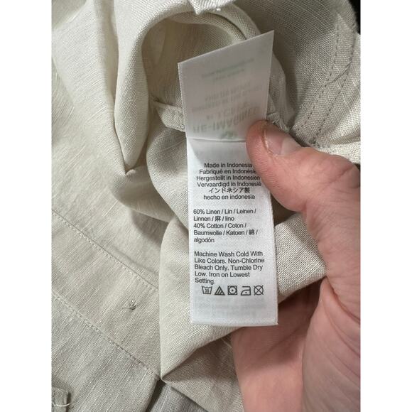 J Crew Linen Blend Beach Shirt in Natural Linen Sz Large Oversized Flowy Capsule - Picture 7 of 12